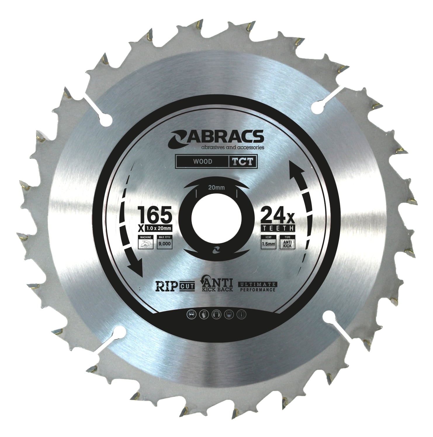 Abracs  TCT BLADE 165mm x 20mm x 24T - Wood 